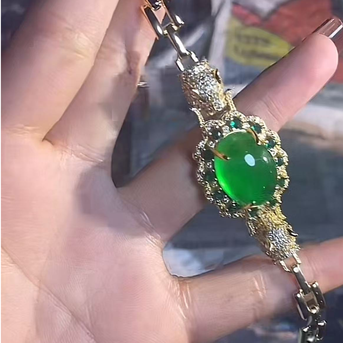 主播推荐手链  A1172满绿豪镶手链