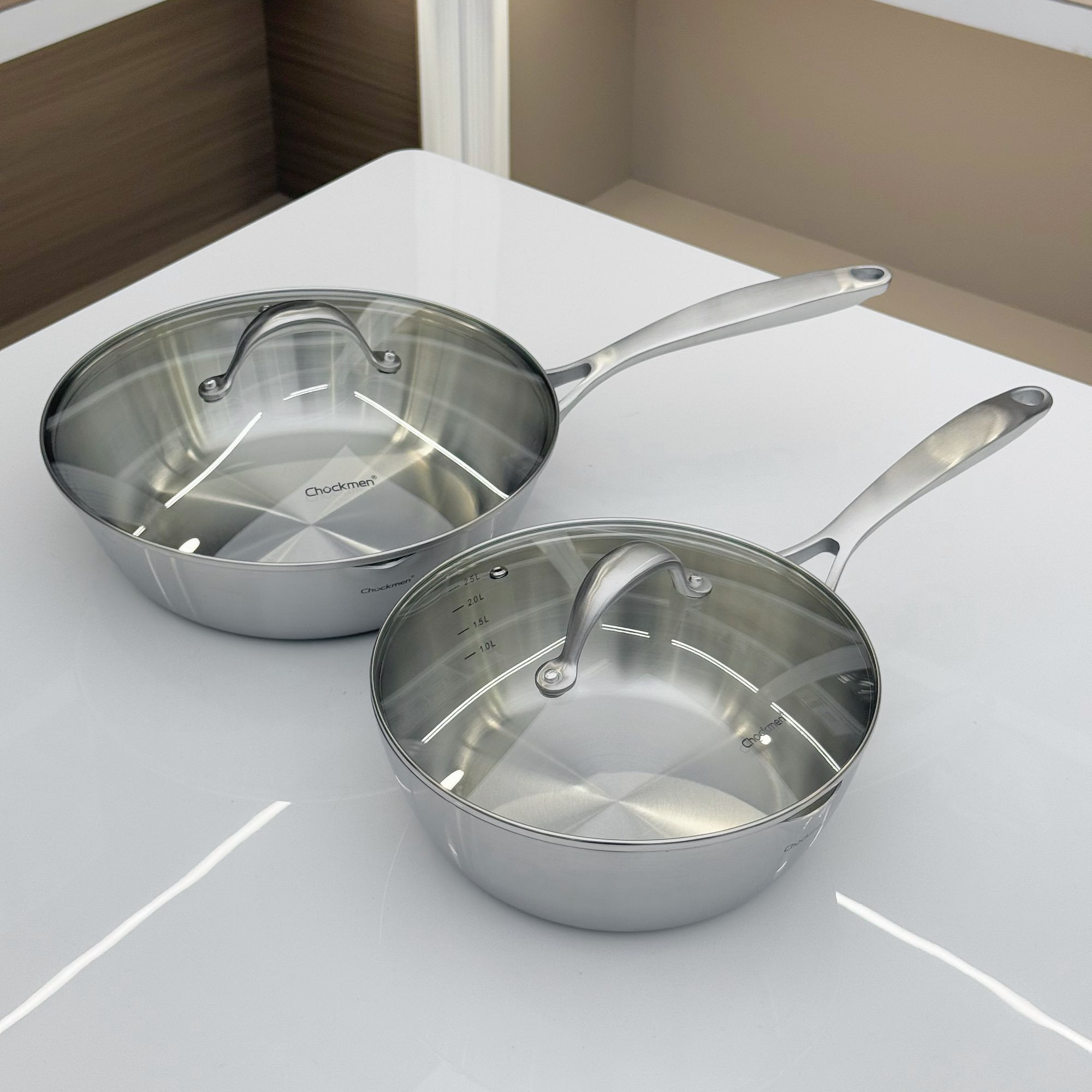 卓德铭18/10不锈钢雪平锅家用无涂层炒菜不粘小炒锅厨房平底煎锅