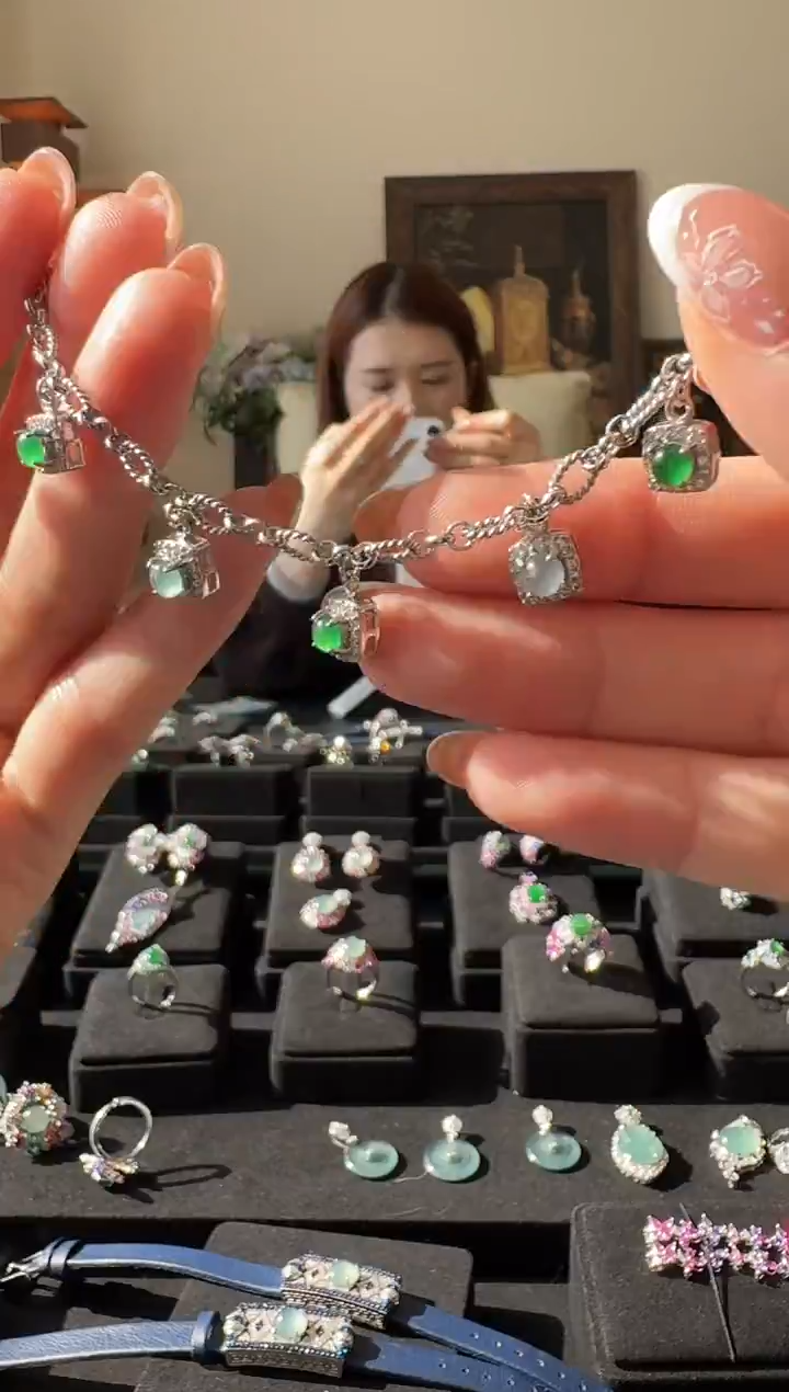 银S925镶嵌手链翡翠手链