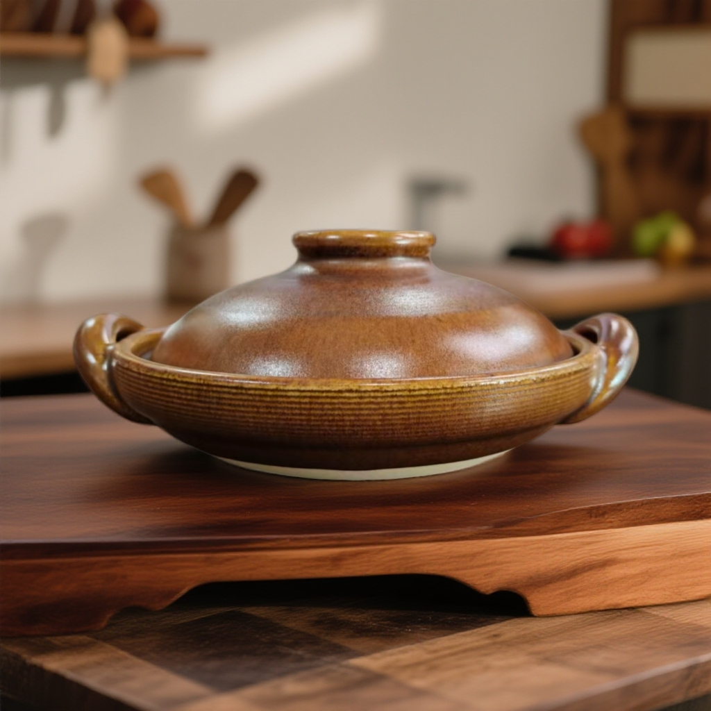 【星主厨】750ML 咖色双耳煲仔锅 粗陶砂锅 26*9.5CM 礼盒装