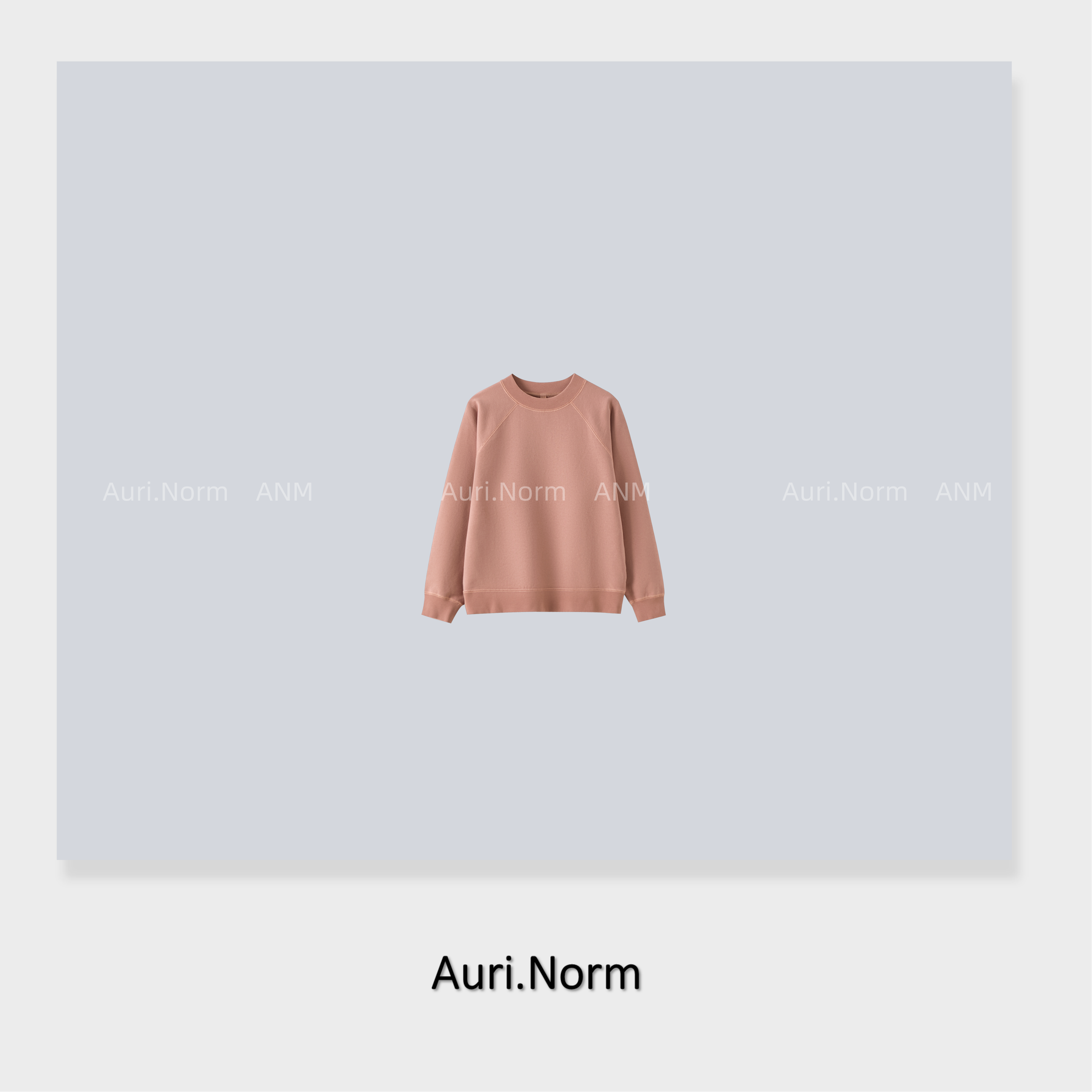 Auri.Norm【桃花坞】简约百搭粉色重磅圆领长袖衫小众设计师特别款