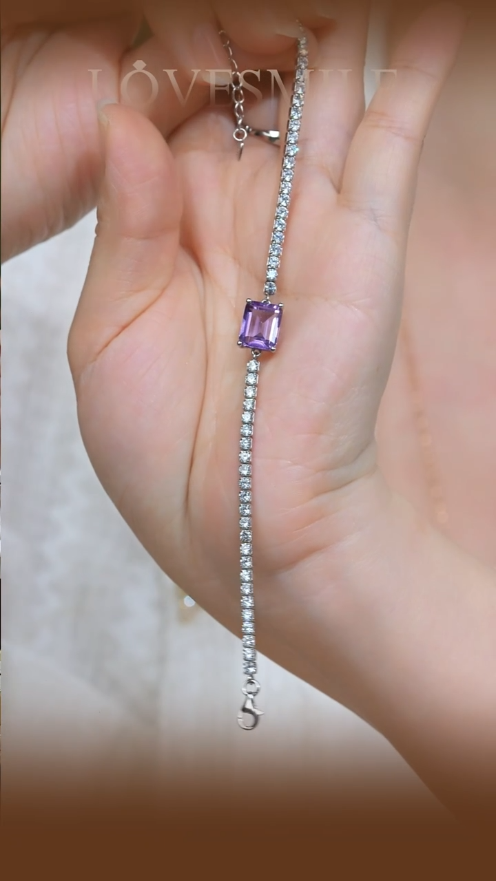 银S925镶嵌手链紫晶002