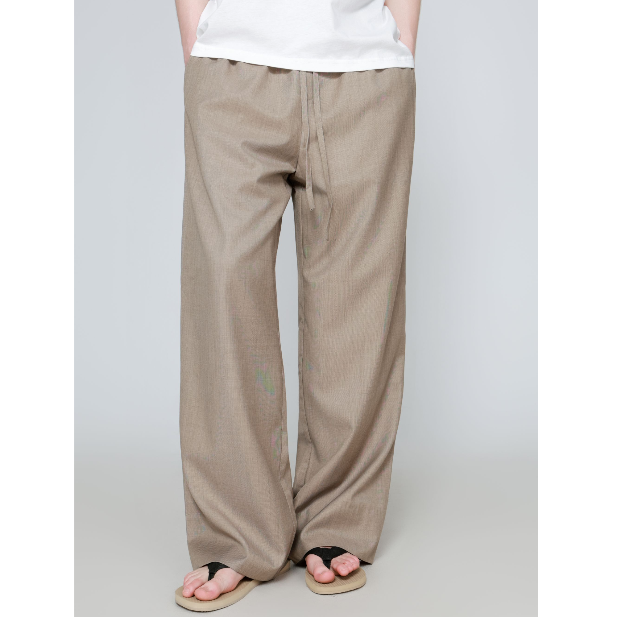 RETRO ADDICT ROW风精纺羊毛混纺直筒松紧腰休闲西裤内里全包工艺