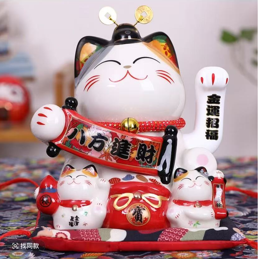 手绘陶瓷猫咪存钱罐