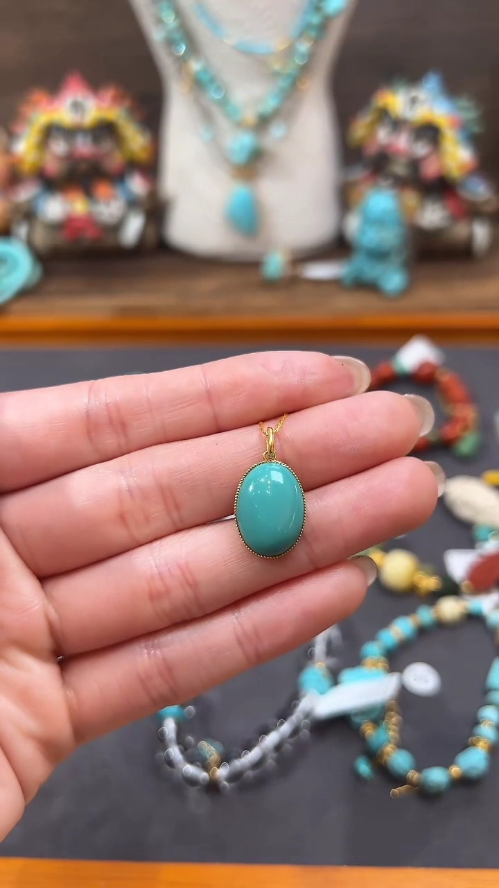 【闪购商品】绿松石颈饰18K金镶嵌绿松石吊坠