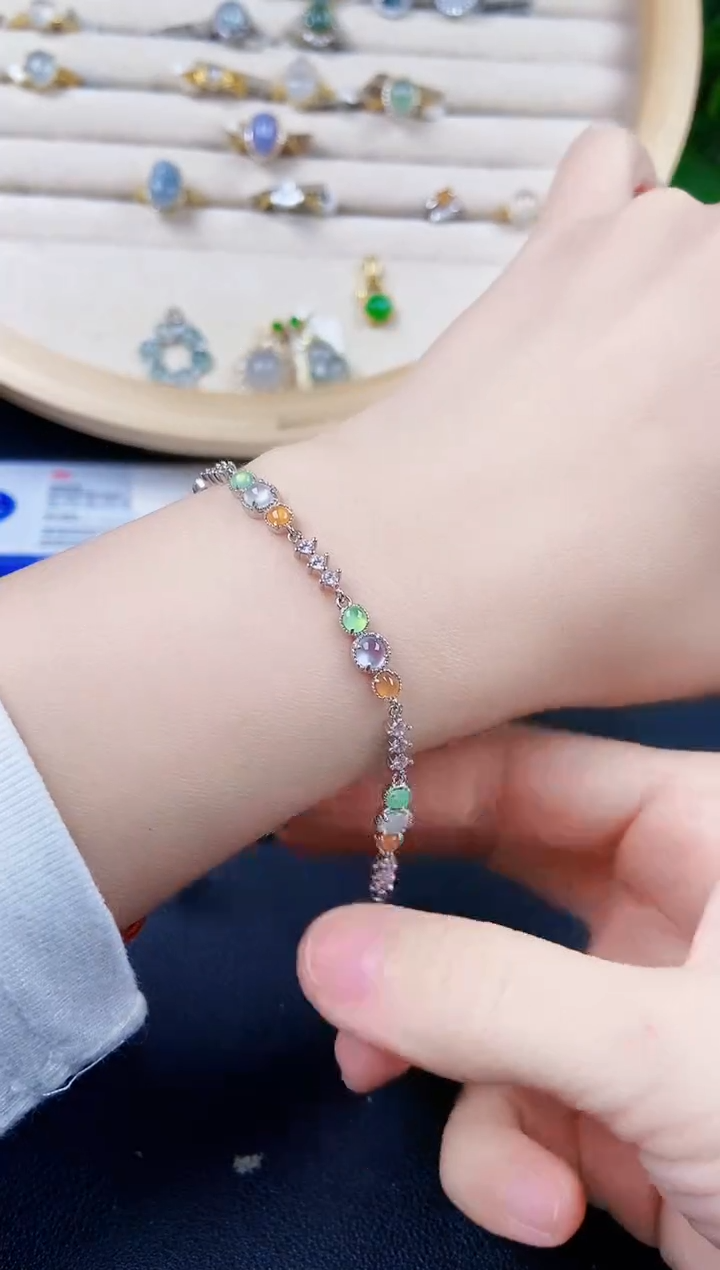 【闪购商品】银S925镶嵌翡翠手链464646