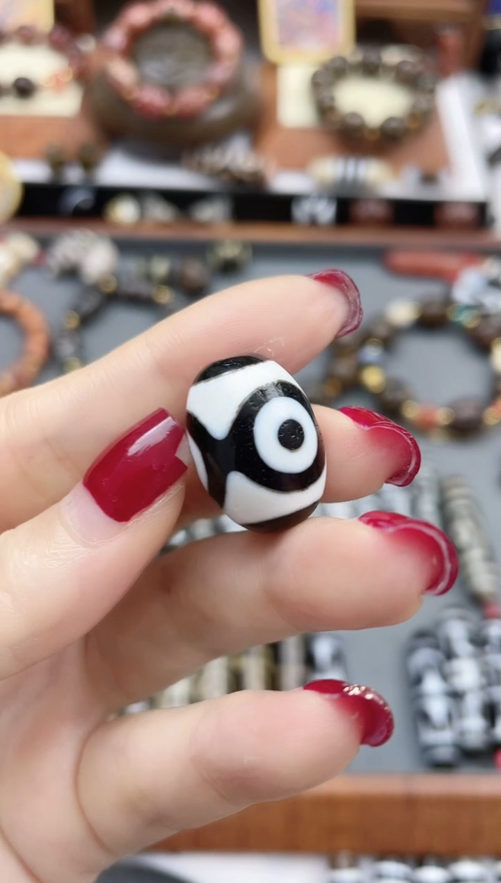 【闪购商品】玛瑙/玉髓珠珠未镶嵌黑白猫三