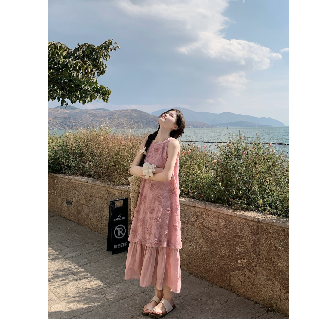 现货】YOMI小个子定制【花与梦境】镂空编织立体花设计感韩版小众裙