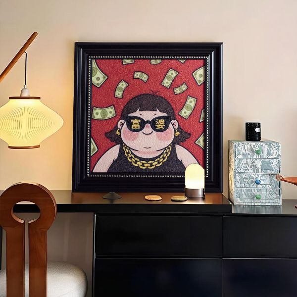 发财暴富富婆主题装饰画餐厅桌面客厅电视柜创意开业礼物富婆3838