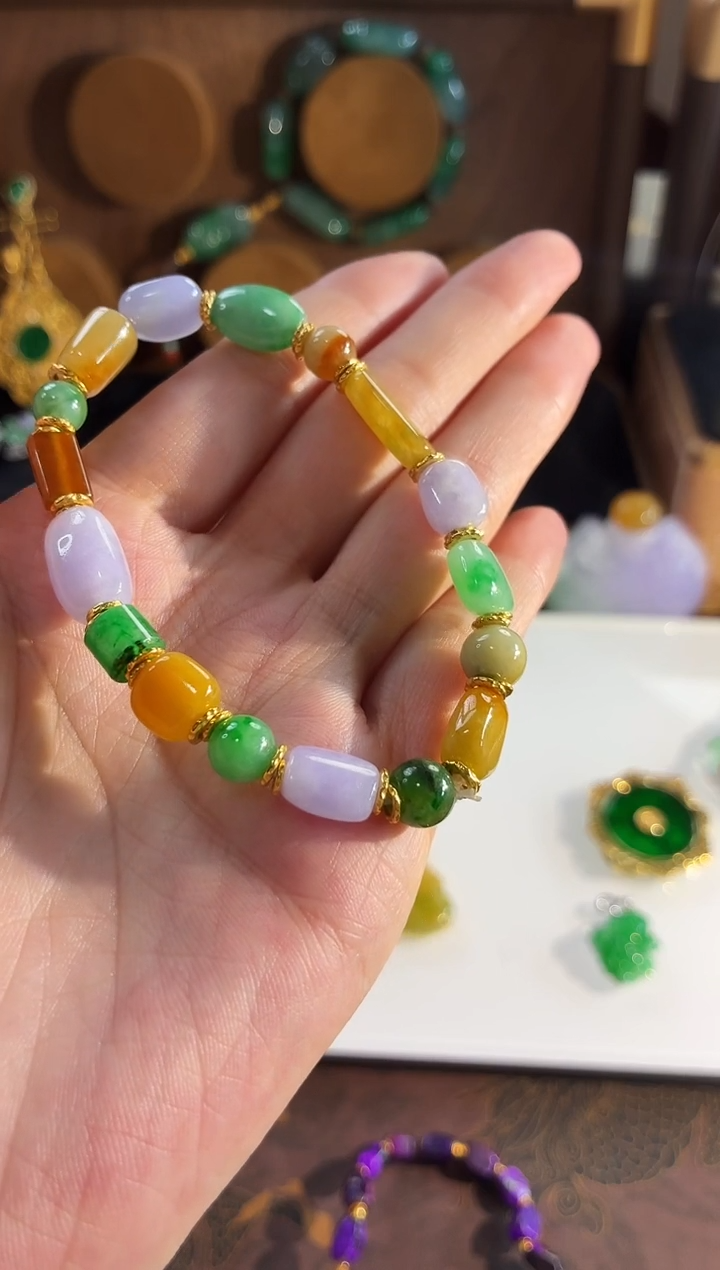 18K金镶嵌手链翡翠手串