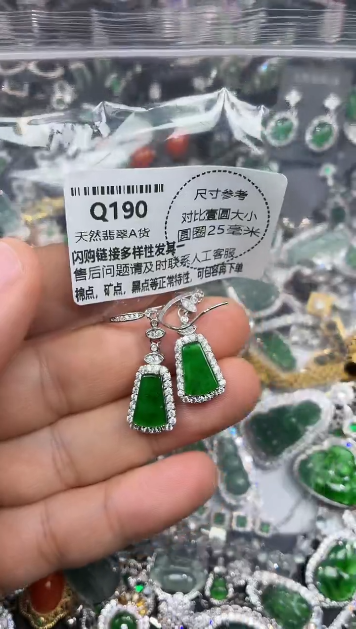 颈饰未镶嵌翡翠Q190耳钩