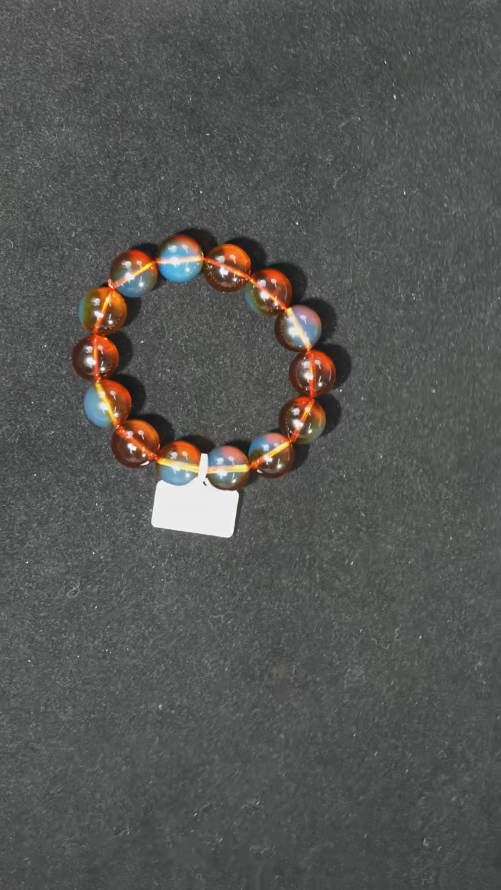 【闪购商品】琥珀裸石未镶嵌16mm红蓝单圈馆藏