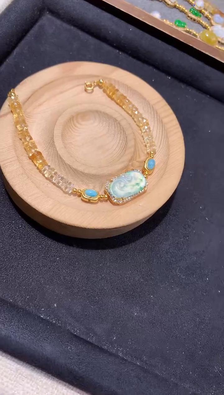 银S925镶嵌手串翡翠手串