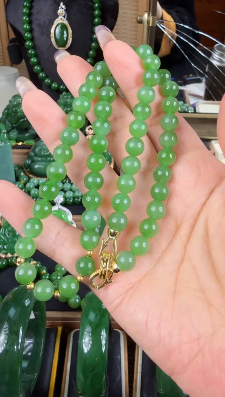 【闪购商品】和田玉（碧玉）项链18K金镶嵌 
