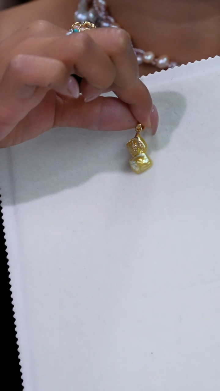 银S800镀金镶嵌淡水珍珠吊坠【不含链】7254