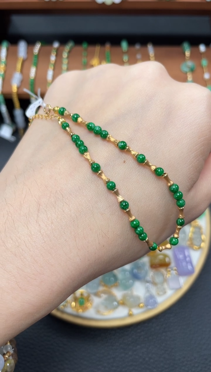 【闪购商品】翡翠套链18K金镶嵌一个  JK237