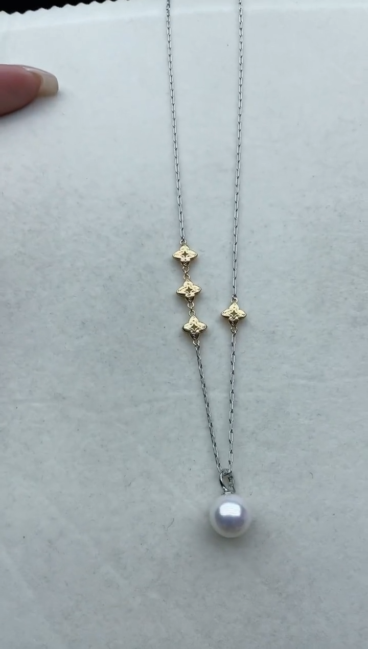 【闪购商品】淡水珍珠套链银S925镶嵌Y115