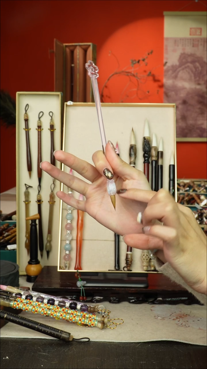 412号闪孤品高货毛笔链接 清水试笔 蘸墨不退