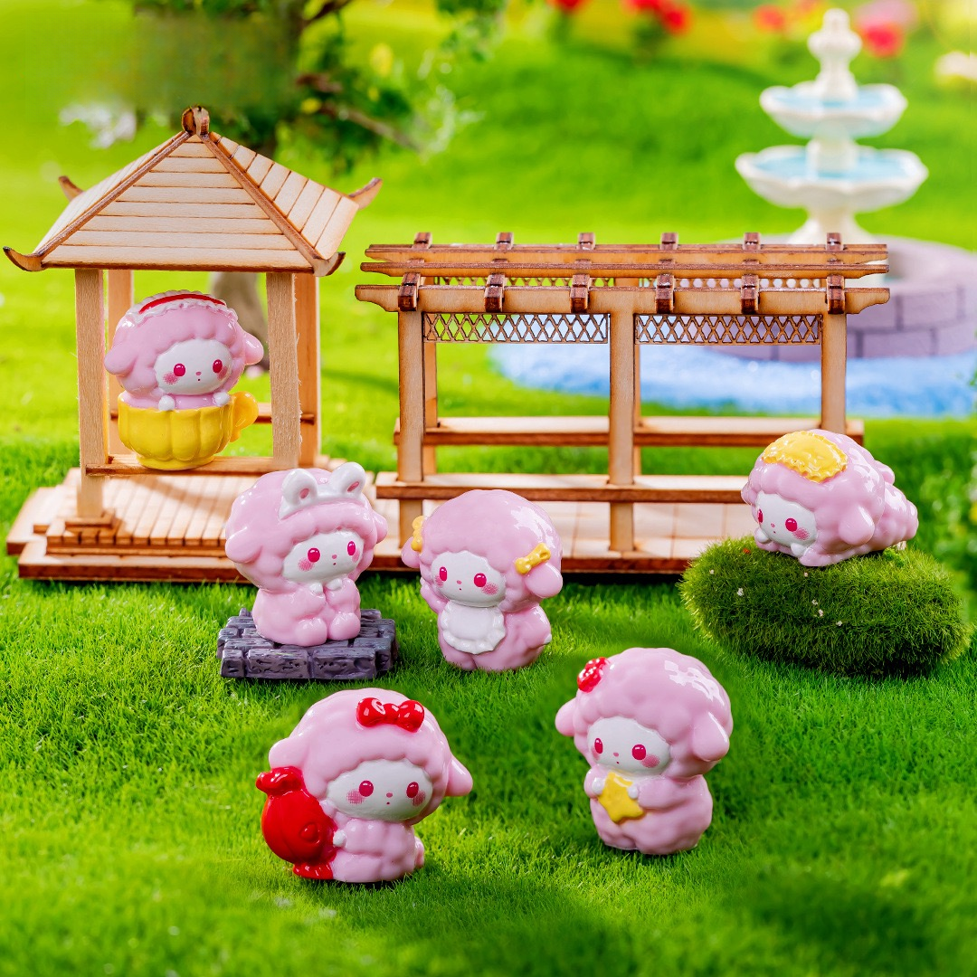 【九宫格】卡通甜甜粉梦必爱诺小羊 diy桌面小摆件