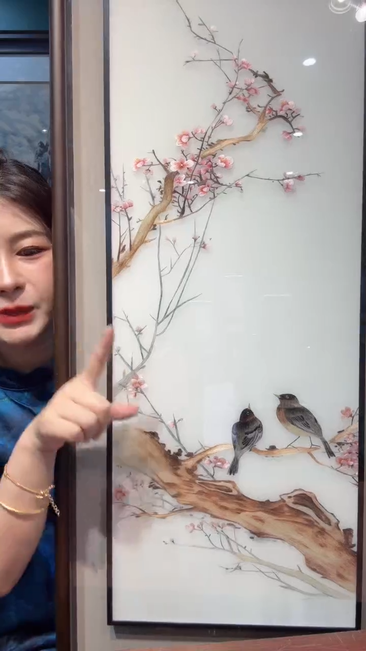 刺绣非遗苏绣手工刺绣框中框四条屏梅兰竹菊