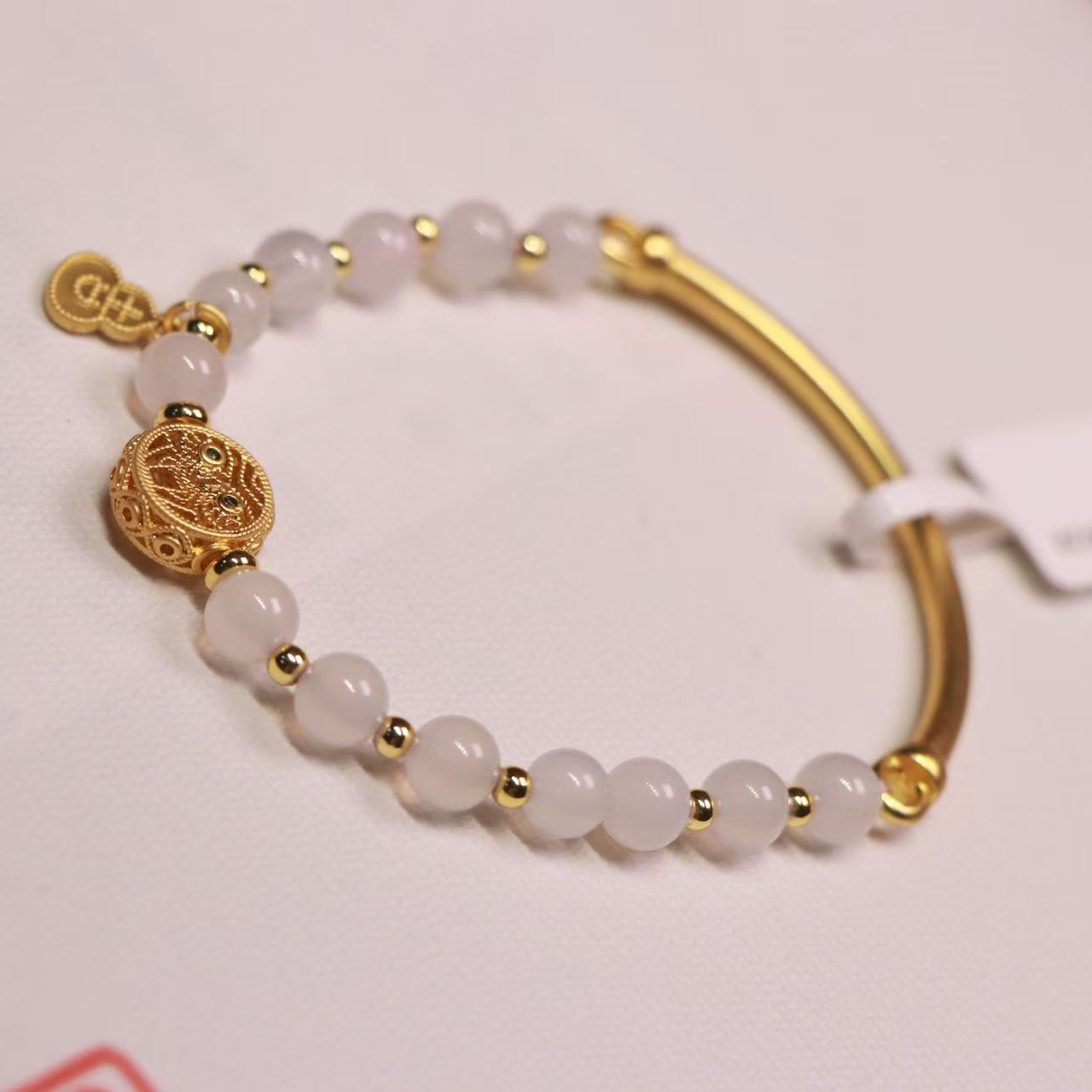 「沐兮文创」白色半镯手串+小葫芦配饰夏日时尚百搭饰品090020