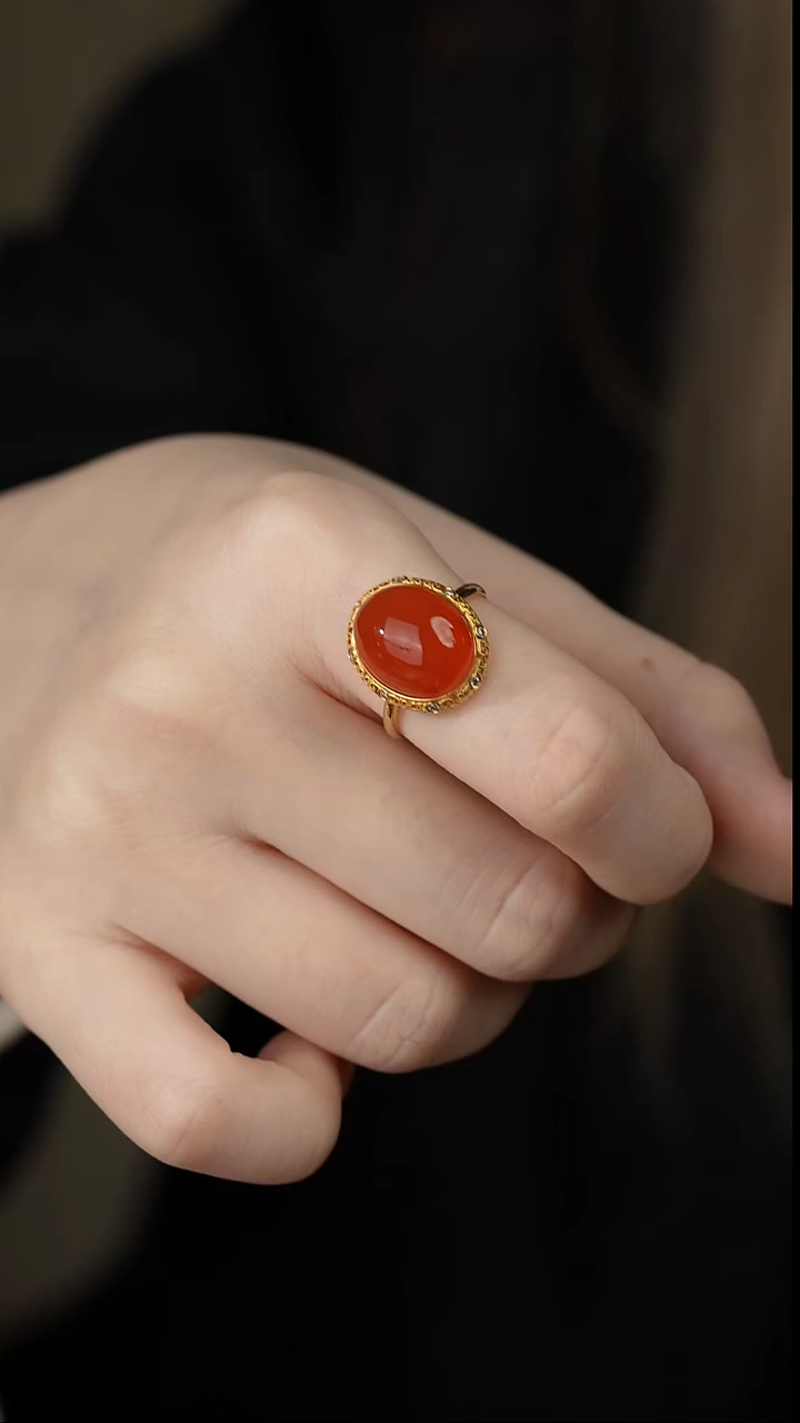 【闪购商品】南红玛瑙戒指18K金镶嵌Y15（多样性发一件）
