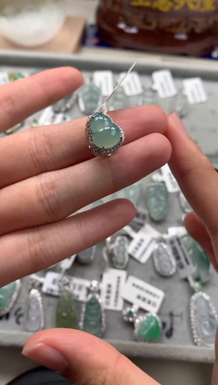 银S925镶嵌戒指翡翠吊坠8