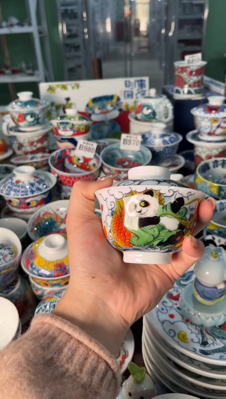 昨明熊猫盖碗（微瑕价格）