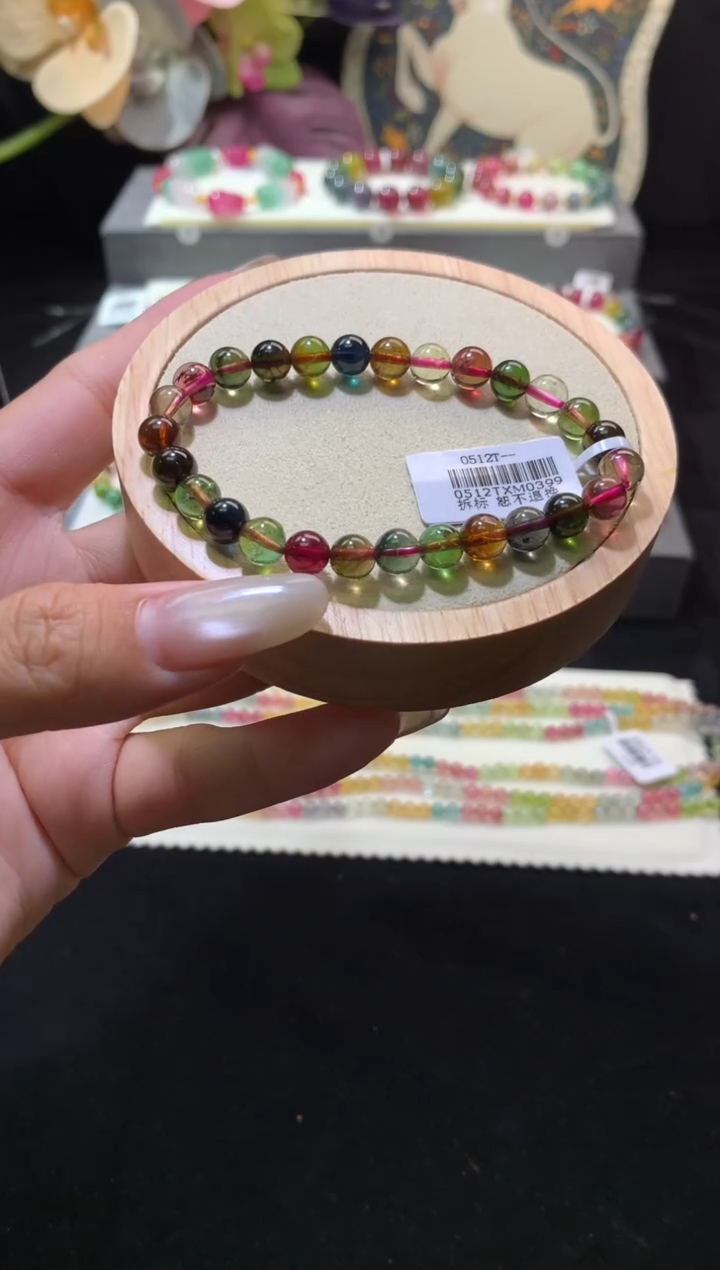 手串未镶嵌碧玺约6.5mm 老矿糖果单圈