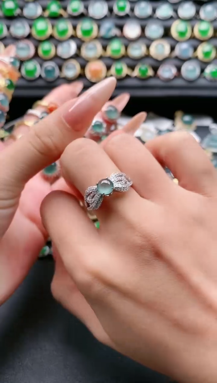 【闪购商品】翡翠戒指银S925镶嵌111111