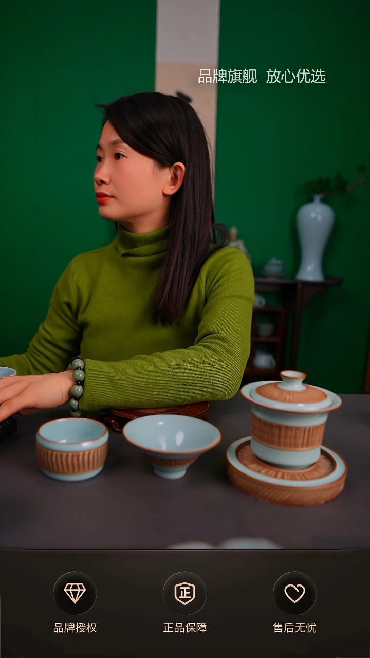 【闪购商品】天青重工马蹄盖碗三件套不完美