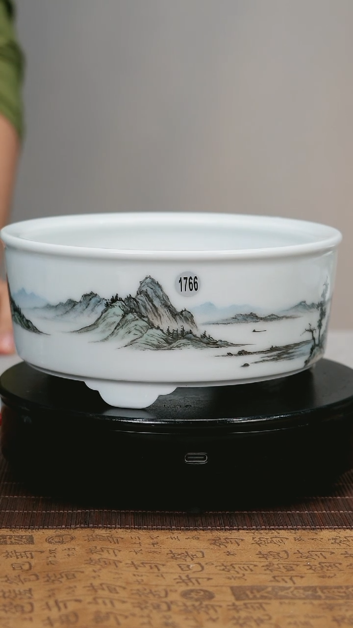 内口径12.6公分 景德镇高温手作瓷花盆