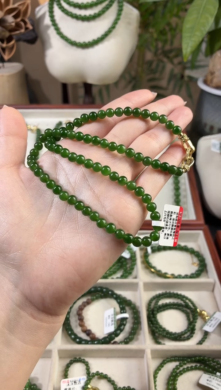 颈饰未镶嵌和田玉（碧玉）6辣菠无矿高货锁骨链