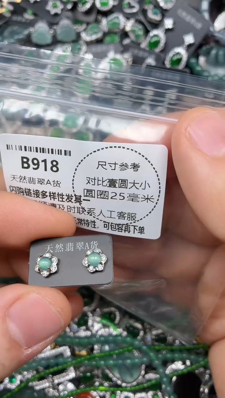 颈饰未镶嵌翡翠B918耳钉