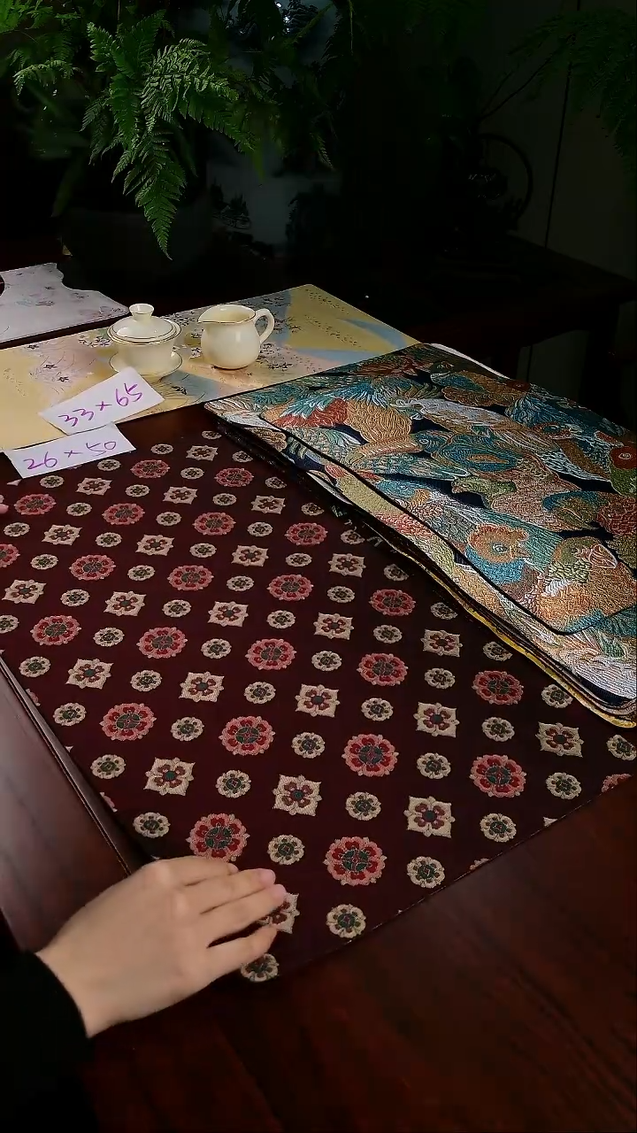 【琵琶宝相花单面】中国风干泡织锦茶席33*65