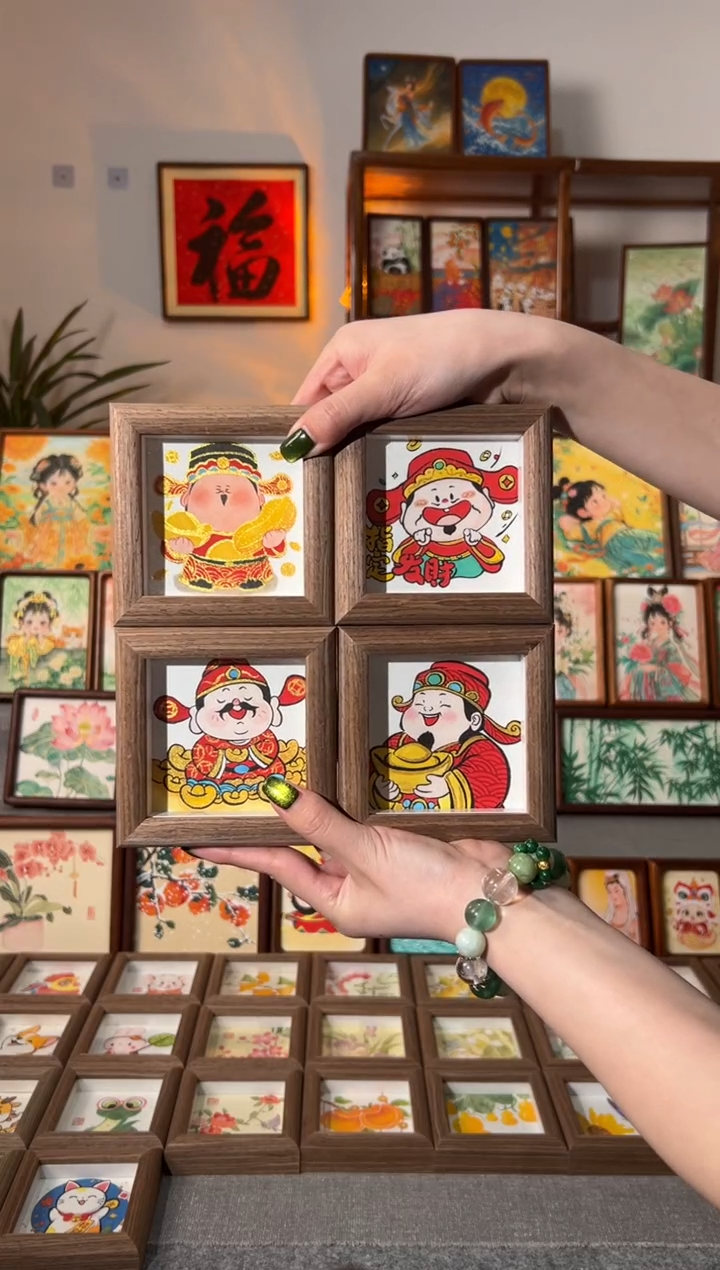 【闪购商品】国画四副财神 手绘国画11