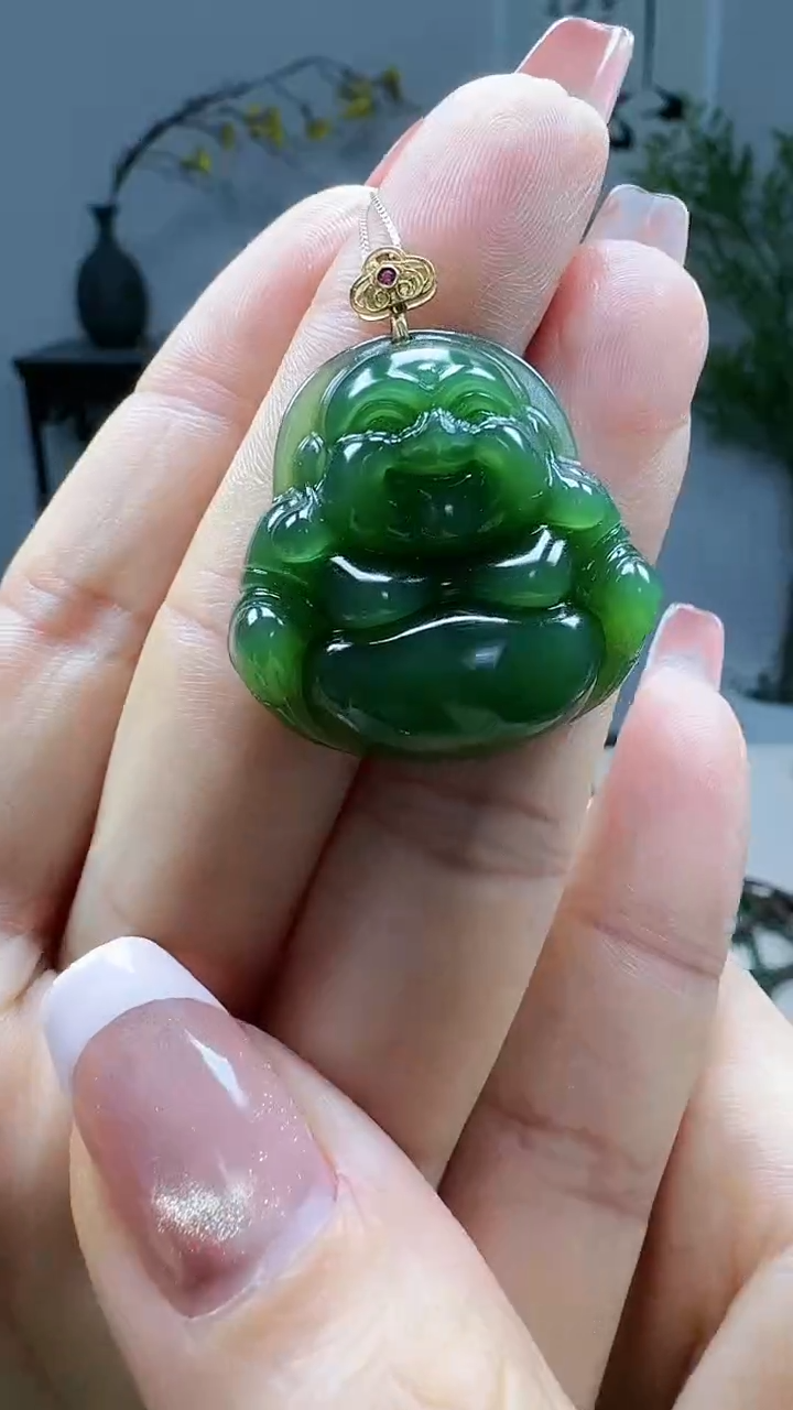 吊坠(不含链)18K金镶嵌和田玉1