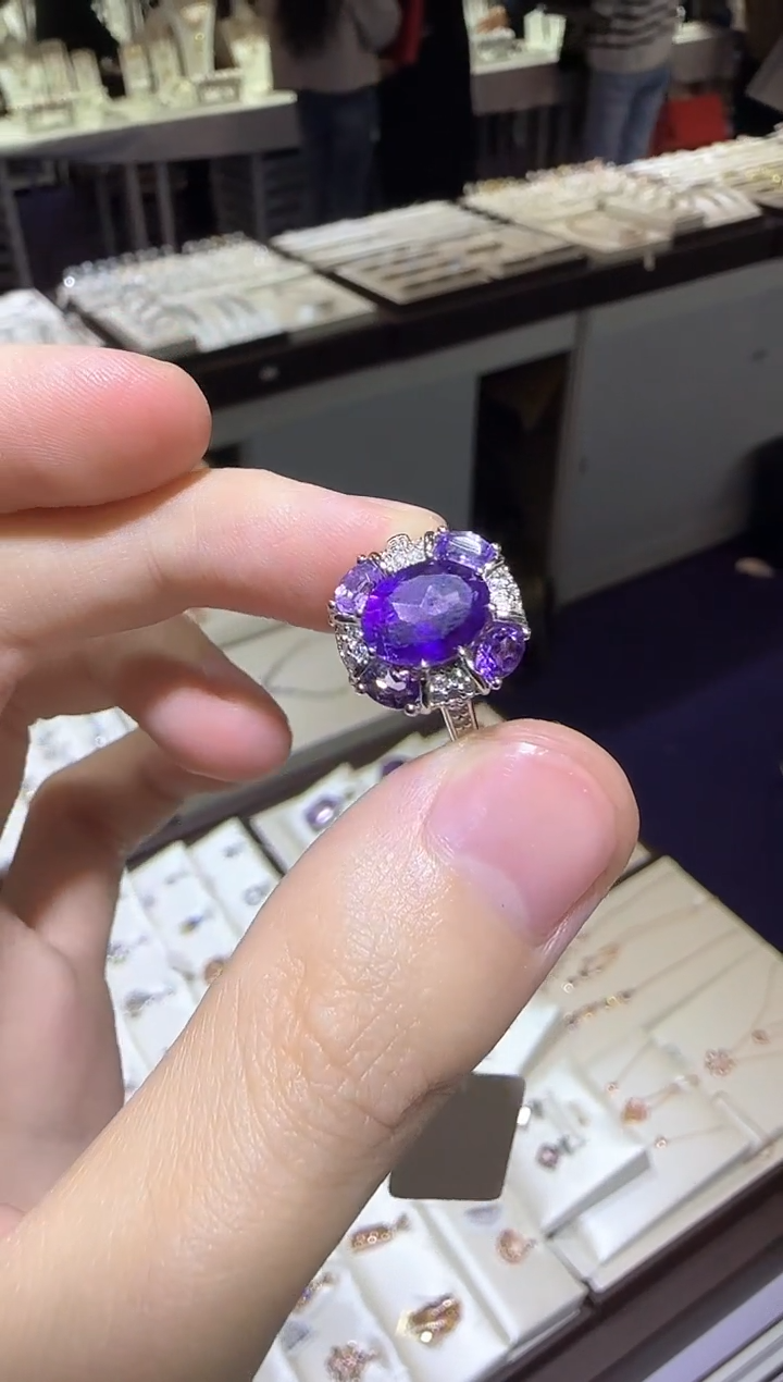 【闪购商品】紫晶戒指银S925镶嵌10*8mm设计款