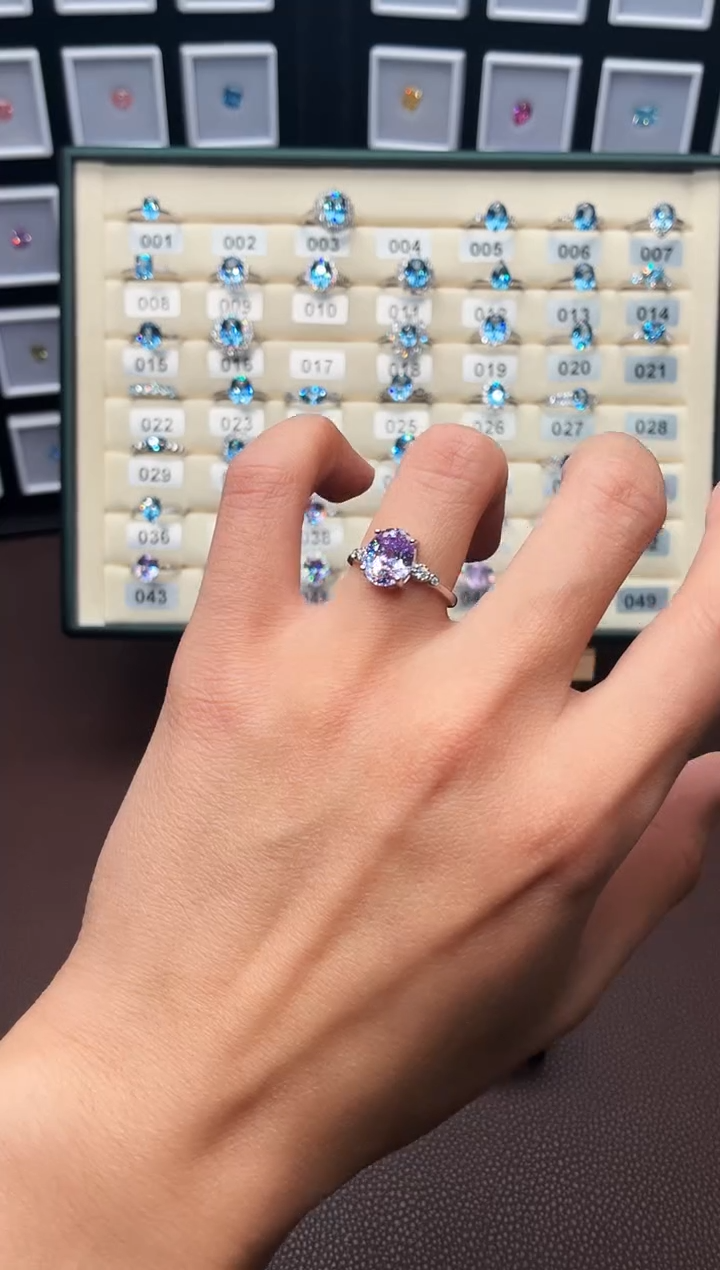 银S925镶嵌锂辉石戒指555