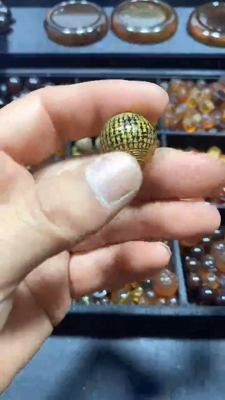 琥珀未镶嵌耳饰天然缅甸琥珀心经单珠19+