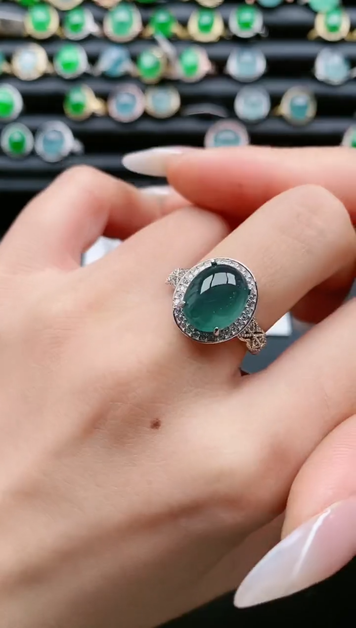 【闪购商品】翡翠戒指银S925镶嵌111111111