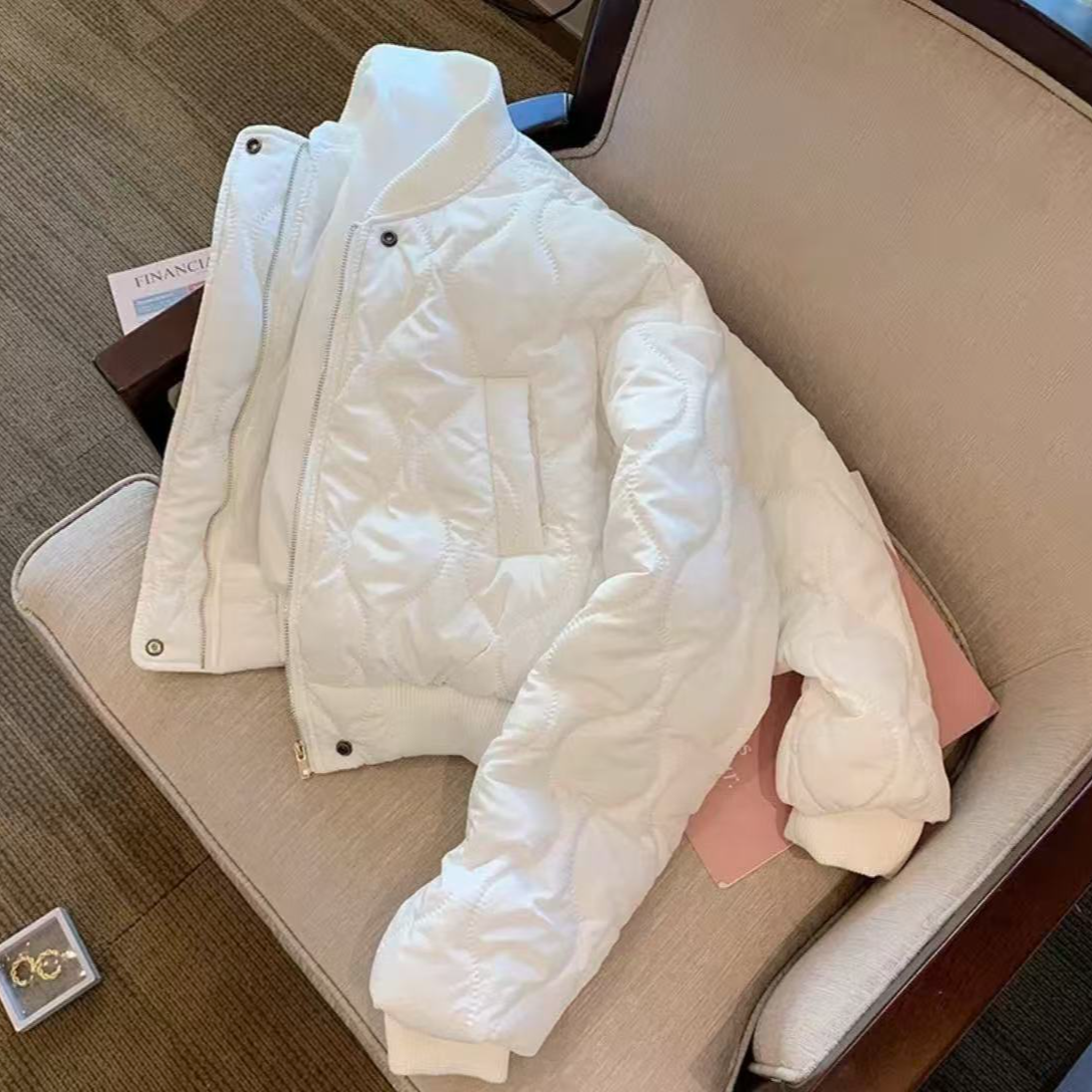 白色棉服设计感小众冬季2025年新款百搭洋气小个子短款外套