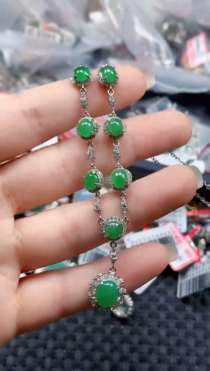 银S925镶嵌戒指翡翠天然A货缅甸翡翠