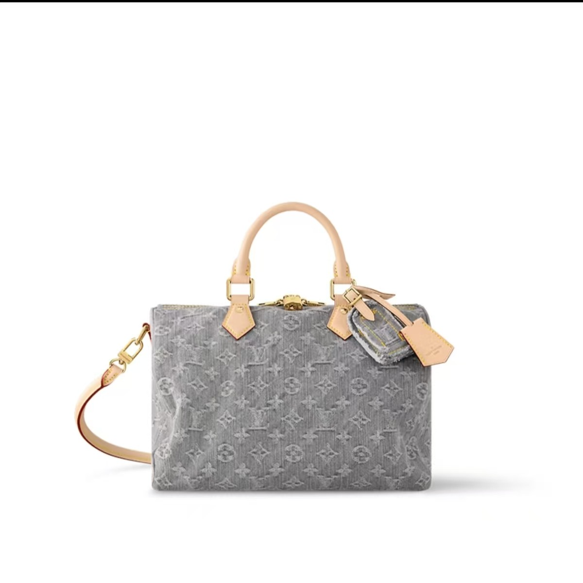 未使用 LouisVuitton/路易威登 灰色丹宁牛仔 speedy30枕头包