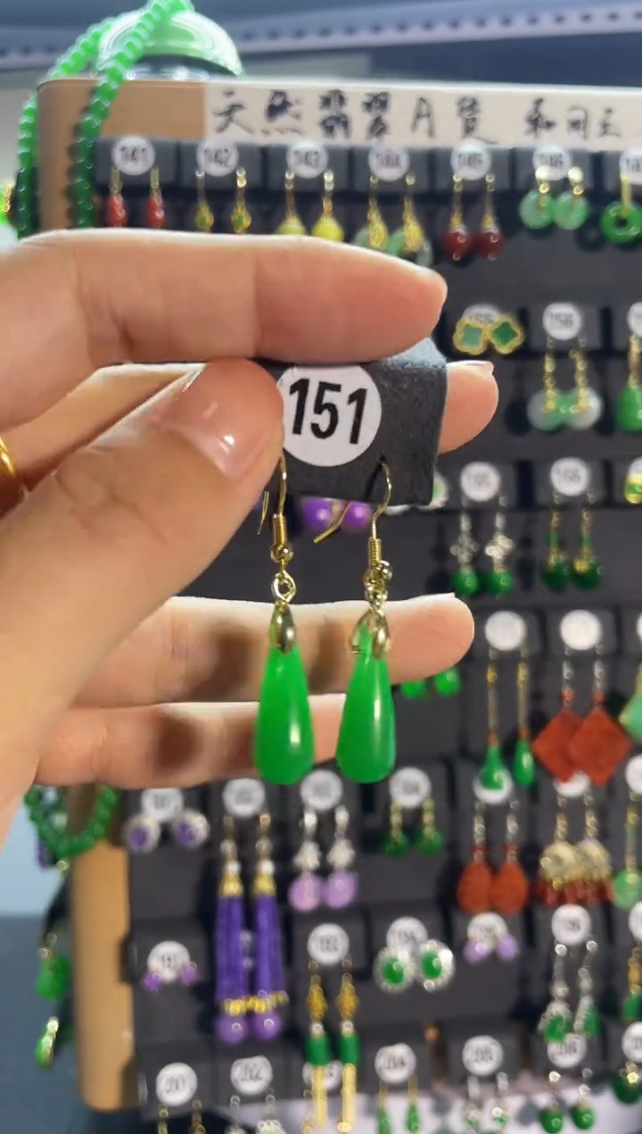 【闪购商品】翡翠耳饰银S925镶嵌151..
