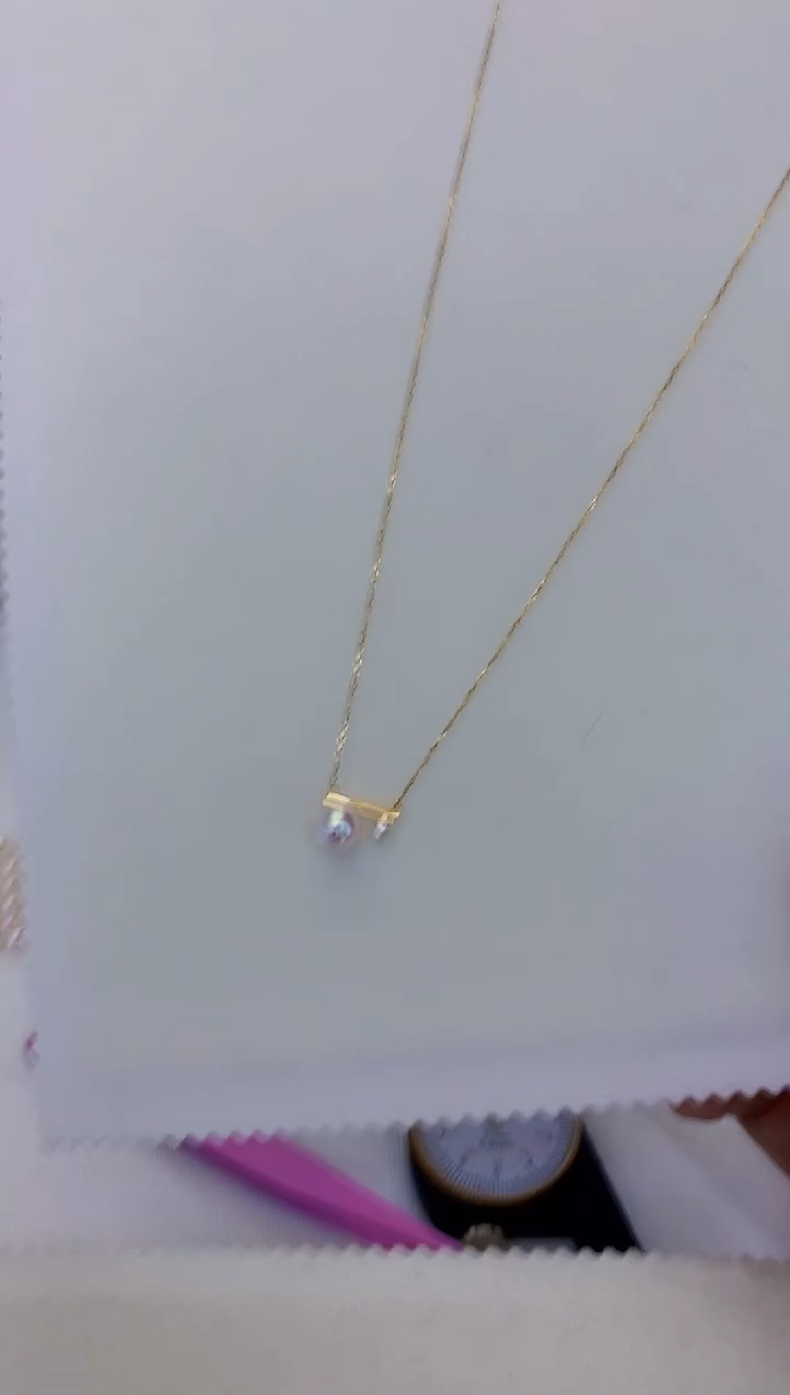 18K金镶嵌饰品海水珍珠7-8钻石音符套链