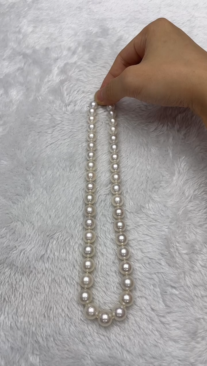海水珍珠银S925镶嵌项链澳白9-12mm（多样性发一）