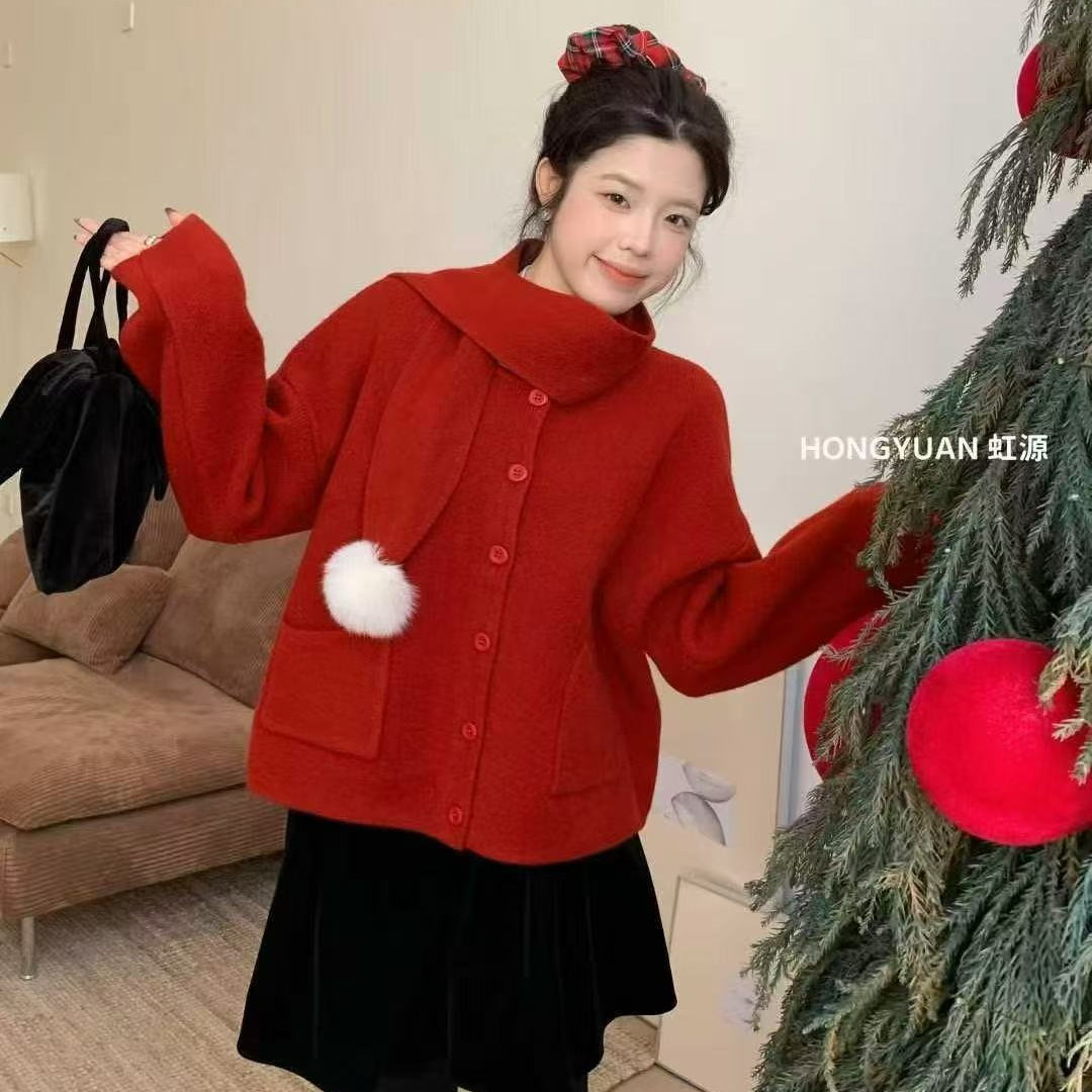 格子推荐~新年圣诞风氛围感单排扣外套