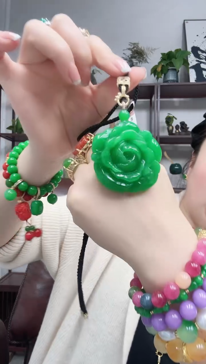 无非金属玫瑰花开富贵坠子