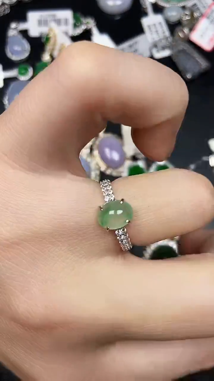 银S925镶嵌戒指翡翠3160